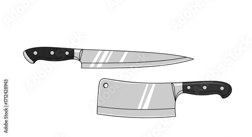 Two kitchen knives are shown side by side on a white background.