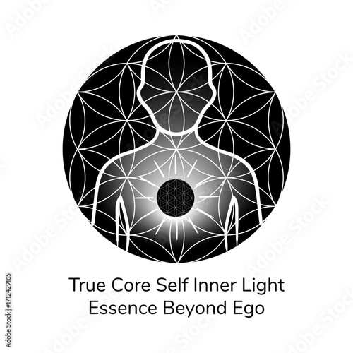 True Core Self Inner Light Soul Essence Hand Drawn Vector