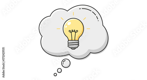 A lightbulb icon within a thought bubble, symbolizing creativity, innovation, and brilliant ideas, perfect for concept visualization