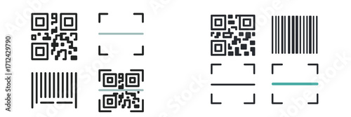 Different types of QR codes and barcodes displayed on a clean background for comparison showing technology and design variations