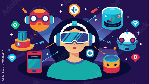 A section showcasing virtual reality technology with a variety of headsets and games available for patrons to try out.