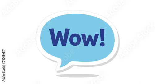 The word 'Wow!' expressed in a blue speech bubble, representing surprise and excitement