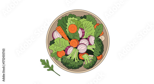 A fresh and vibrant salad featuring fresh greens and colorful vegetables.