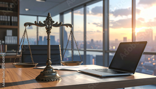 Empty office with lawyer workplace
