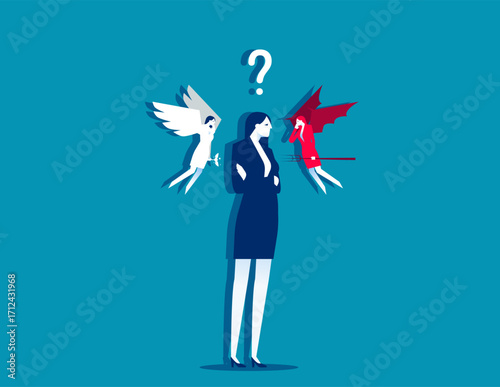Choice. Difficult decision of businesswoman