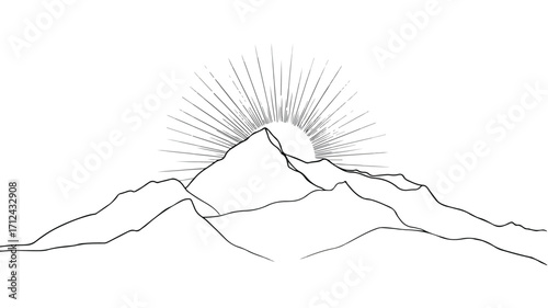 Minimalist Mountain Peak with Rising Sun: Elegant Landscape Photography