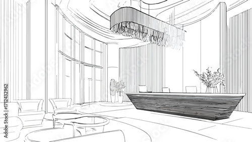 Elegant Minimalist Luxury Hotel Lobby Interior Design Concept
