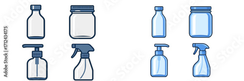 Assorted containers and bottles designed for various uses in everyday life