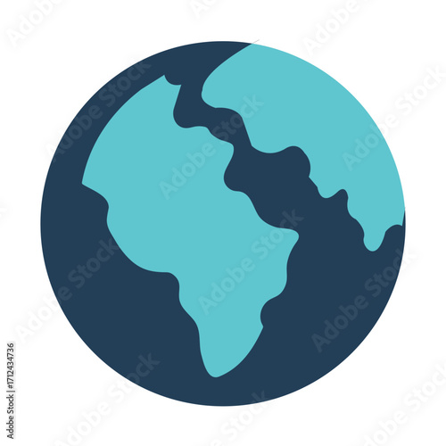 Illustration of a globe showing the continents, symbolizing global connection and worldwide communication isolated on white background
