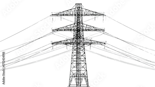 High Voltage Transformer Outline Vector Illustration for Technical Designs