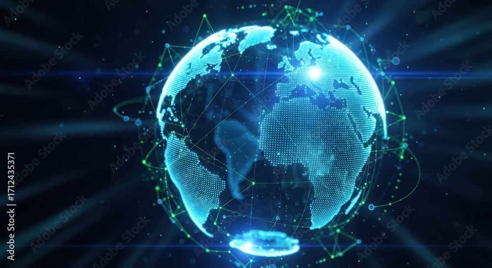 Obraz premium Futuristic digital earth interface ui ux design global connectivity technology concept abstract digital art isolated on white background