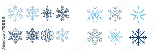 Snowflakes in various designs and shades create a winter wonderland vibe in a simple and artistic representation