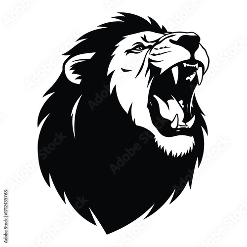 Wallpaper Mural Ferocious lion head roaring graphic design mascot emblem silhouette silhouette Torontodigital.ca