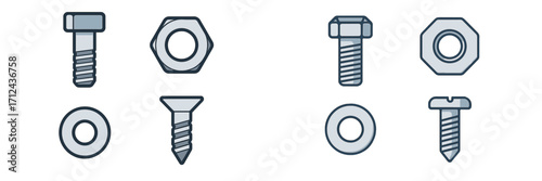 Assortment of essential metal fasteners like bolts, nuts, screws, and washers for construction and repair