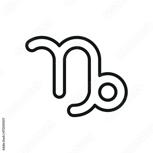 Capricorn icon in line style for cosmic, mystic, and astrology visuals.