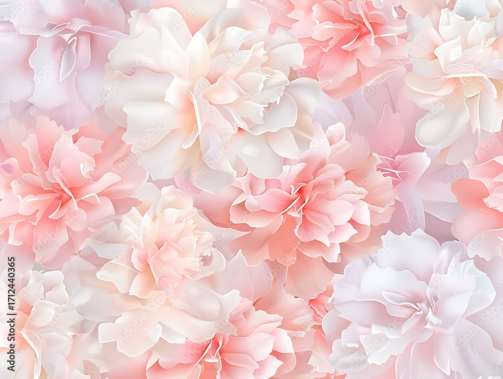 Obraz premium Soft Pink Petals Background with Light Pink and White Carnation Blooms for Elegant Floral Designs and Decorations