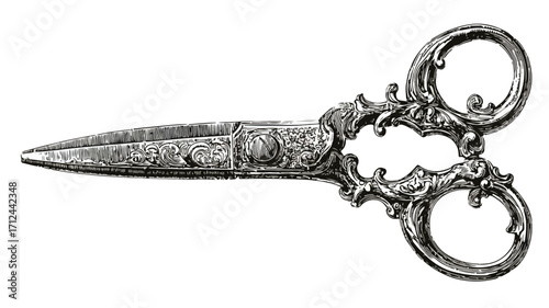Vintage Tailor Scissors Engraving Craft Tool for Design Projects