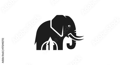 Stylized elephant silhouette logo incorporating a hidden architectural element.