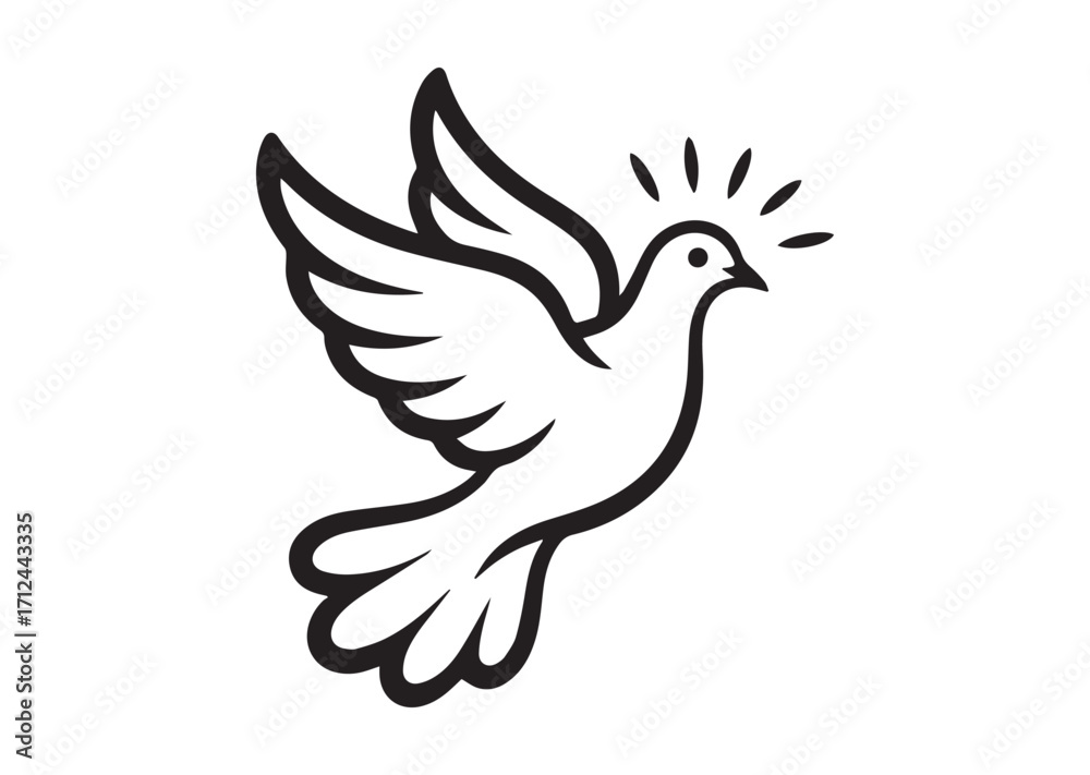 Obraz premium Dove of peace line art Vector