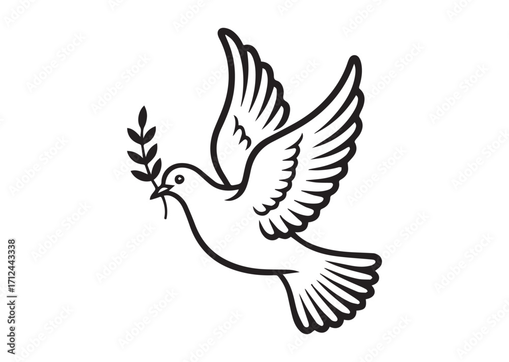 Obraz premium Dove of peace line art Vector