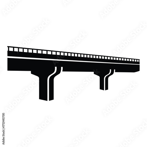 Modern highway overpass structure with pillars and guardrails architectural design element silhouette