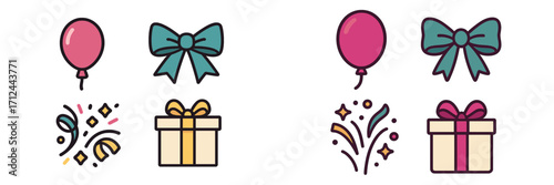 Colorful balloons and gift boxes create a festive atmosphere for celebration events such as birthdays and parties