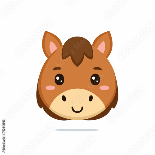 Cute brown horse head with a friendly smile, perfect for children's designs and animal-themed projects