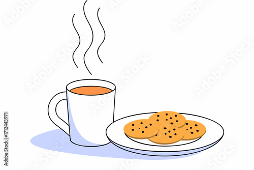cup of coffee and cookies