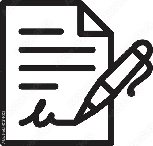 Document signing pen vector silhouette writing signature
