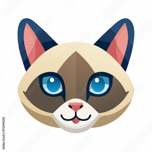 Adorable Siamese Cat Face Illustration A Charming Pet Portrait