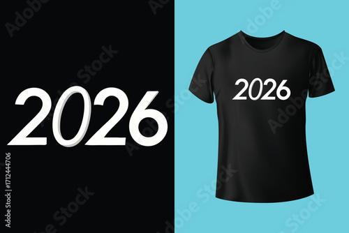 Happy New Year 2026 New Typography T-shirt Design Template