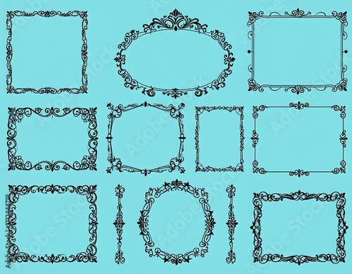 Ornate picture frames in various shapes