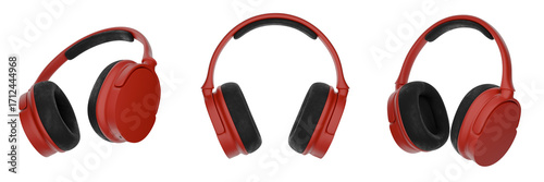 Red Wireless Headphones With Soft Ear Cushions and Sleek Design on White Background