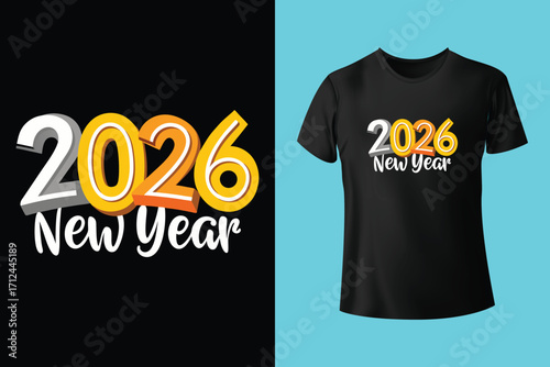 New Year t shirt design, New Year 2023 typography t shirt design template, best New Year t shirt design, trendy new year t shirt design, Christmas t shirt design