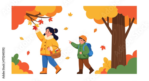 Autumnal Outing: Gathering Leaves And Celebrating The Vivid Fall Season Together