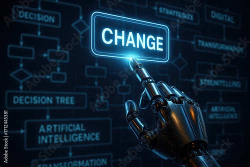 Wallpaper Mural Change and decision inspire transformation and artificial intelligence with storytelling shaping futuristic technology Torontodigital.ca