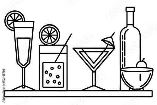 set of cocktails