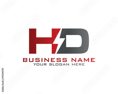 Initial H D logo concept with electric template vector