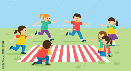 Children Playing Together Outdoors, Enjoying Joyful Games and Activities in the Park.