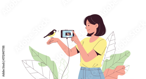 Creative Photography Moment of A Bird Captivating Modern Technology