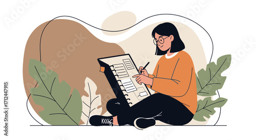 Creative Woman Documenting Ideas In Her Notebook For Inspiration And Self-Expression