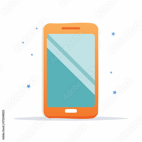 Illustration of a Modern Orange Mobile Device with a Blue Screen for Creative Projects