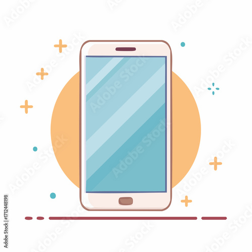 Mobile phone illustration featuring a modern smartphone design with a clean and minimalist aesthetic, on white