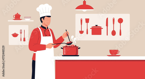 Culinary Artist Prepares Delectable Cuisine With Precision In Modern Kitchen Setting