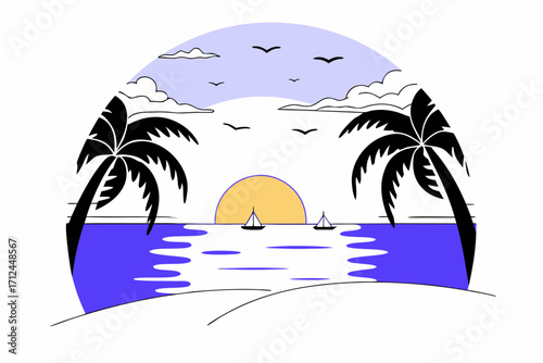 tropical island with palm tree