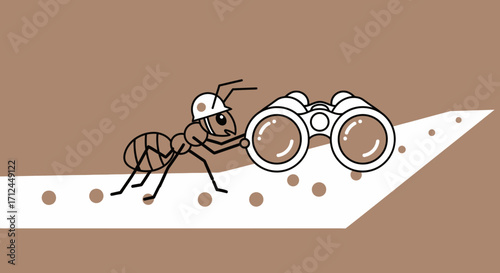 Curious Ant Equipped With Binoculars Ready To Undertake Visual Exploration Adventures