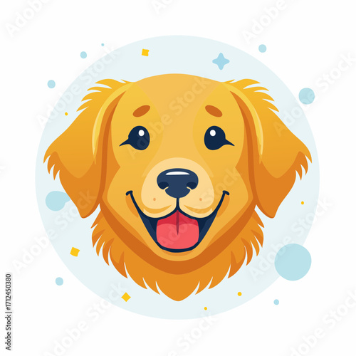 Happy Golden Retriever Portrait A Cheerful Dog Cartoon with a Smiling Face and Cute Expression