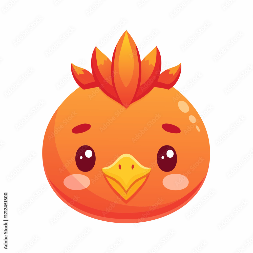 Obraz premium Adorable cartoon illustration of a cute round orange chick with a fiery crest, perfect for a children's book or game mascot