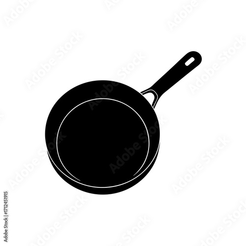 Illustration of a frying pan on transparent background silhouette