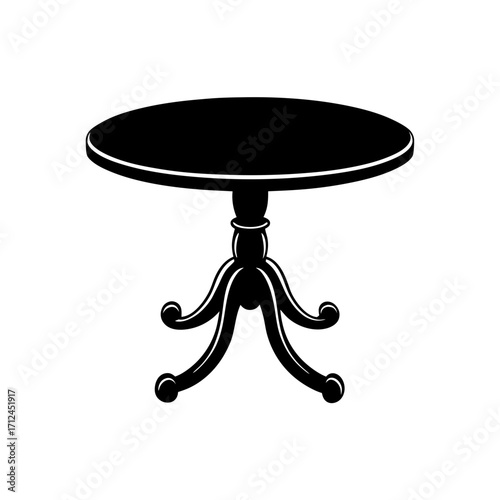 Illustration of a round table on transparent background silhouette